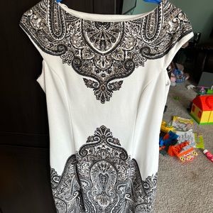 Womens Summer Stretchy Dress - Black, White, & Brown - Size 12P (Petite)